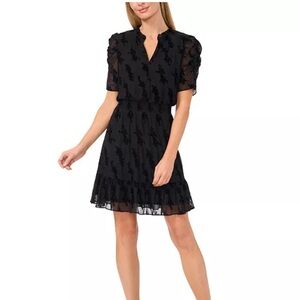 CeCe Black Tiered Puff Sleeve Mini Dress